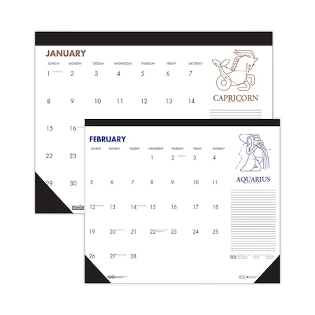 Recycled Zodiac Desk Pad Calendar, 17x22, White SheeT, Black Binding/Corner, 12-Month (Jan-Dec) 2023